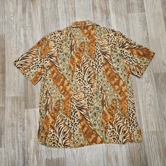 Vtg Impressions Leopard Cheetah Print Blouse Womens S Oversized Y2K 90s Boho - Picture 6 of 9